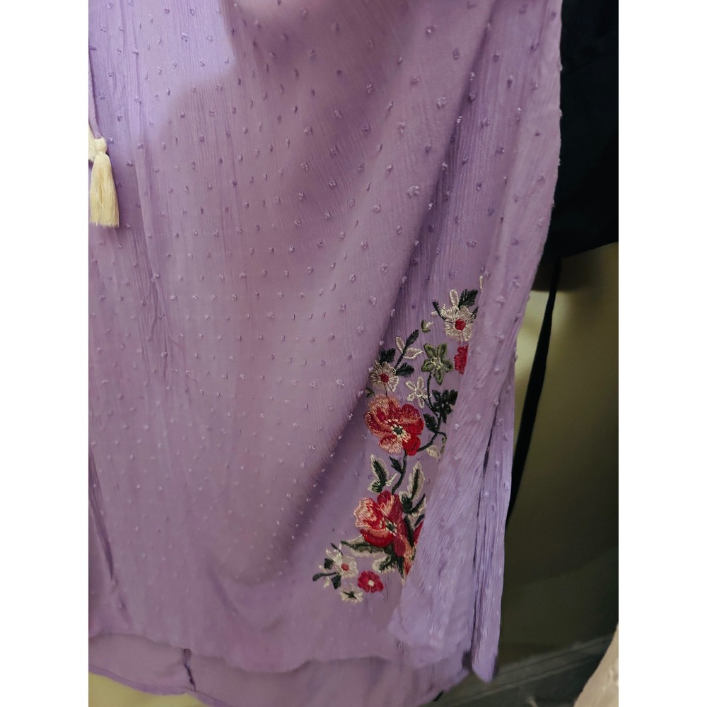 A Beautiful Soul Dress Women B Lavender Excellent Floral Embroidered Swiss Boho - Picture 4 of 12